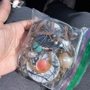 Assorted Jewelry Bag with Earrings and Beads mixed metals